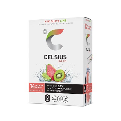 CELSIUS On The Go Powder Sticks Kiwi Guava Lime Essential Energy - 14pk Sticks
