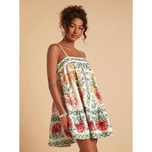 Mocamel Women's Floral Summer Vacation Spaghetti Strap Dress - 1 of 4