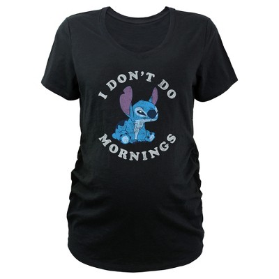 Women's Lilo & Stitch I Don't Do Mornings Distressed Maternity T-shirt ...