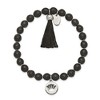 Chisel Stainless Steel Polished Crown 6mm Black Jade Beaded Stretch Bracelet with Tassel - 3 of 4