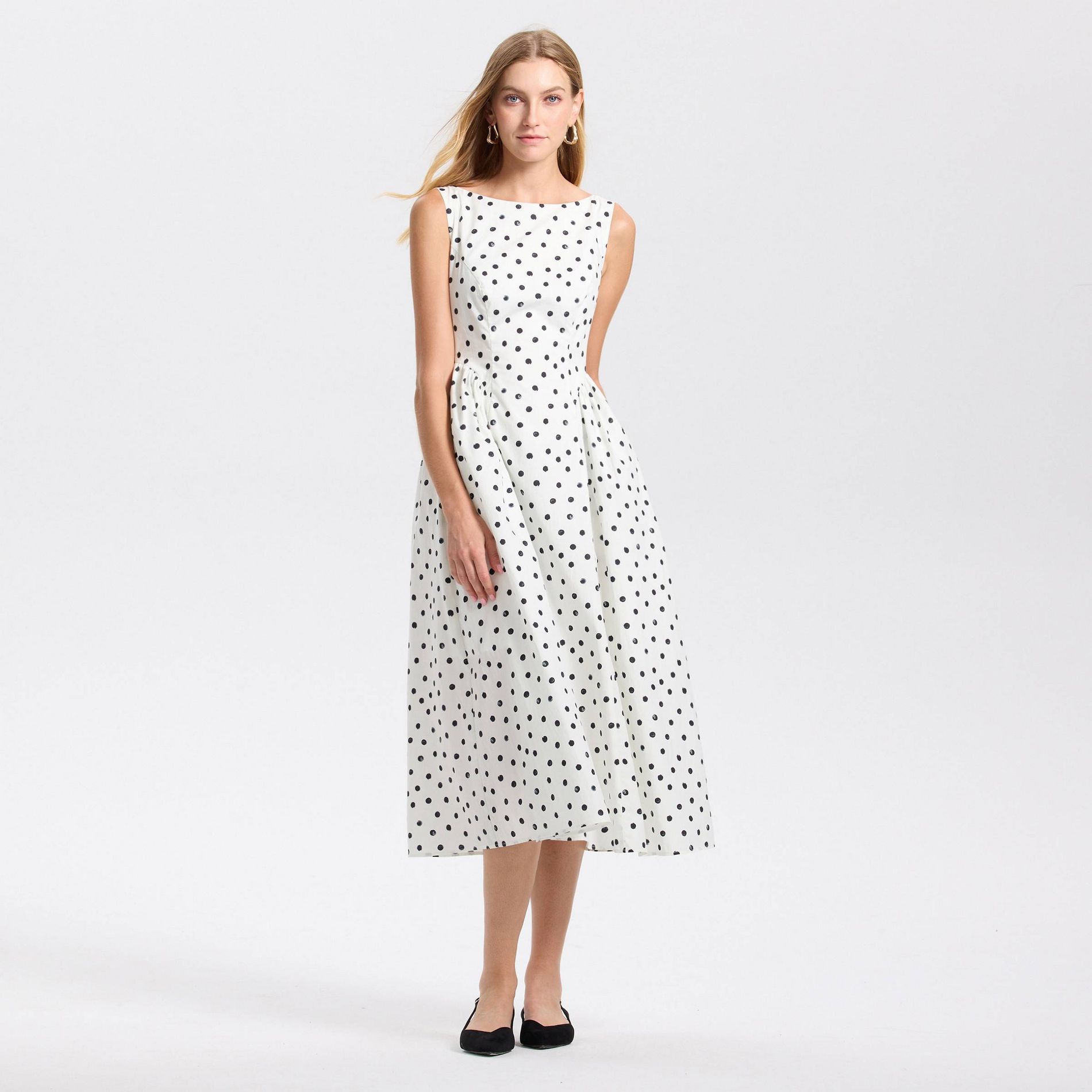 Women's Cap Sleeve Gathered Waist Midi A-Line Dress - A New Day™