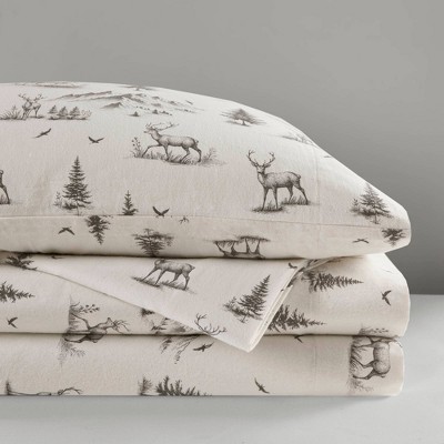 Gray Forest Cotton Flannel Queen Sheet Set