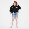 Women's New York Cropped Fleece Graphic Sweatshirt - Black - 3 of 3
