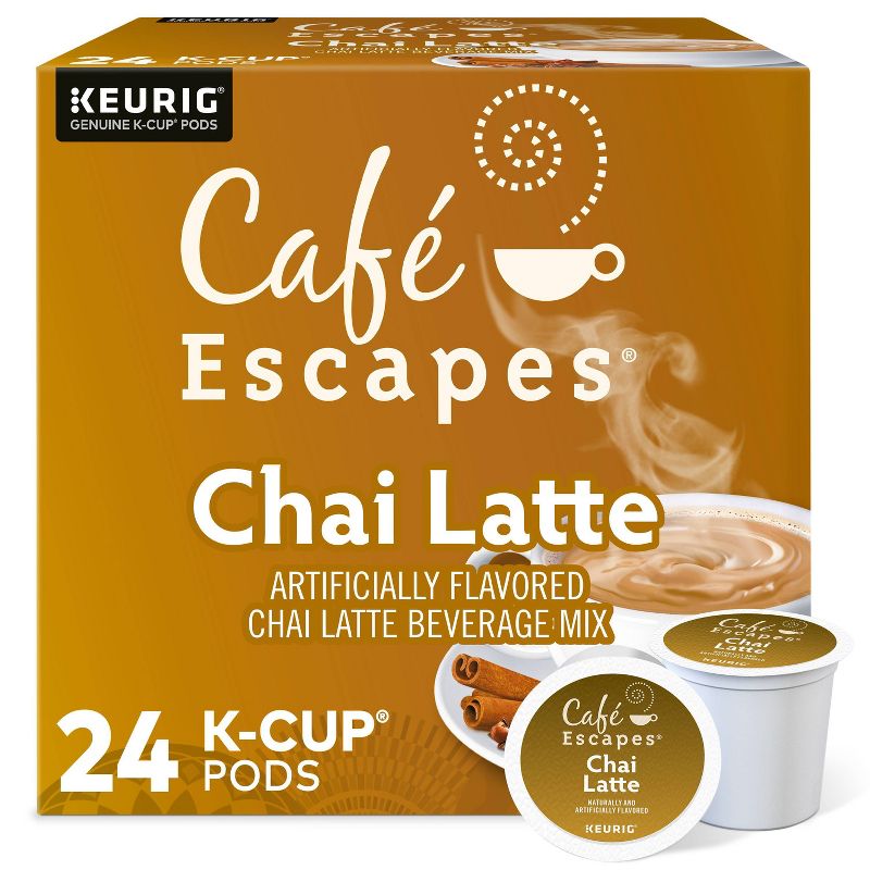 Caf&#233; Escapes Chai Latte Coffee Pods Flavored Coffee Dark Roast - 24ct, 1 of 11