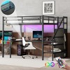 Racxily Loft Bed with L-shaped Desk, Metal Loft Bed with Wardrobe and Adjustable Shelf, High Loft Bed for Kids Teens Adults - 3 of 4