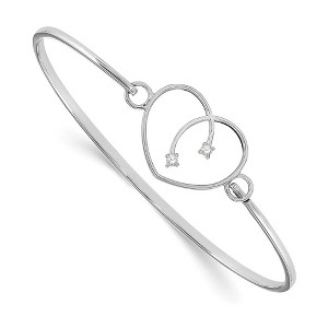Black Bow Jewelry Rhodium Plated Sterling Silver & Diamond 20mm Heart Bangle Bracelet - 1 of 4