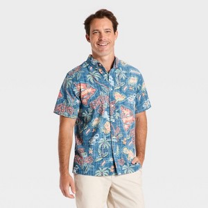 Camisa de manga corta playera con botones para hombre - Goodfellow & Co™ x Reyn Spooner Azul marino