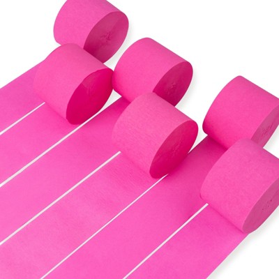 PartyWoo Crepe Paper Streamers Hot Pink 6 Rolls 492 ft 1.8 in x 82 Ft Roll