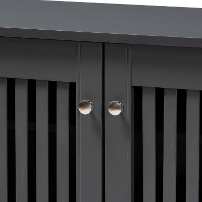 Dark Gray Wooden 3-Door Entryway Shoe Storage Cabinet