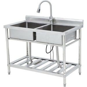 Coucheta Stainless Steel Utility Sink with Adjustable Legs, Spacious Compartment - for Indoor & Outdoor Use - 1 of 4