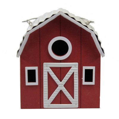 Home & Garden 8.0" Barn Birdhouse Metal Roof Clean Out Transpac  -