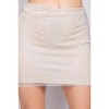 Slickblue Women's Mini Skirt, Mid-Rise Rhinestone Fishnet Knit, Party Skirt, Glam Style, Tan/Grey Silver, Size S-L - 4 of 4