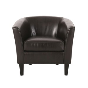 GDFStudio Arias Contemporary Faux Leather Tub Club Chair, Dark Brown - 1 of 4