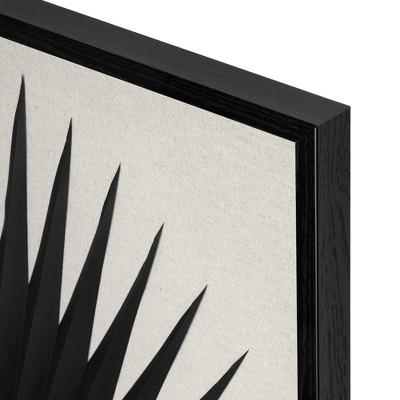 Black Palm Leaf Paper and Linen Shadow Box Wall Art
