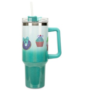 Elanze Designs Dessert Cupcake Donut Treats & Bows Coquette 40 Oz. Stainless Steel Water Bottle Coffee Mug, Spill & Leak Resistant, Travel Tumbler - 1 of 1