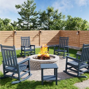 HDPE Outdoor Patio Adirondack Rocking Chairs Set - 1 of 4