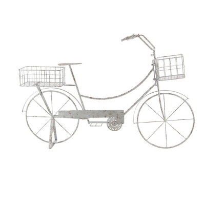 Bike Rectangular Plant Stand with Planter Baskets Metallic Gray - Olivia & May