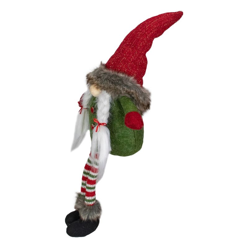 Northlight 25" Red, Green, and White Sitting Tabletop Female Gnome Christmas Decoration, 3 of 6