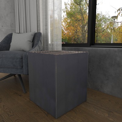 Carved Spiral Black Wood Rustic Accent Table 17"x19"