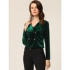 Allegra K Women's Double Breasted Notched Lapel Velvet Cropped Jacket - 2 of 4