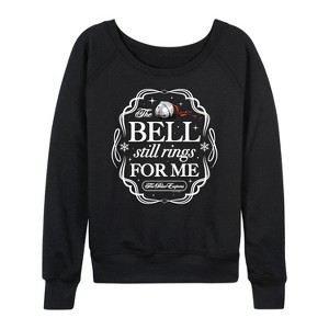 Women's - The Polar Express - The Bell Still Rings For Me Lightweight French Terry Wide Neck Long Sleeve Graphic Shirt - 1 of 4