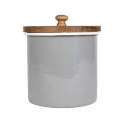 Small Canister Gray Metal & Wood Lid - Foreside Home & Garden