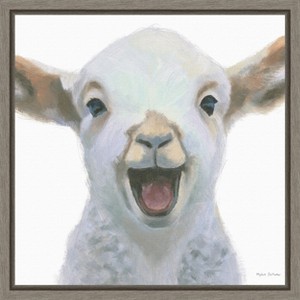 Amanti Art Farm Friends I Lamb by Myles Sullivan Canvas Wall Art Print Framed 16-in. x 16-in. - 1 of 4