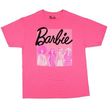 Barbie Men's Bright Hot Pink Iconic Posing Barbies Poster Style Shirt Adult