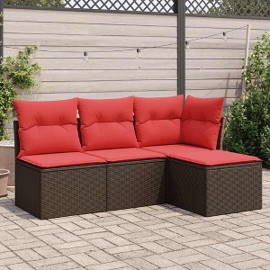 vidaXL Garden Sofa Set  PE Rattan, Powder-coated Steel - 1 of 4