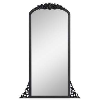 Neutypechic Wood Frame Arched Top with Carving Full Length Mirror Large Wall Mirror