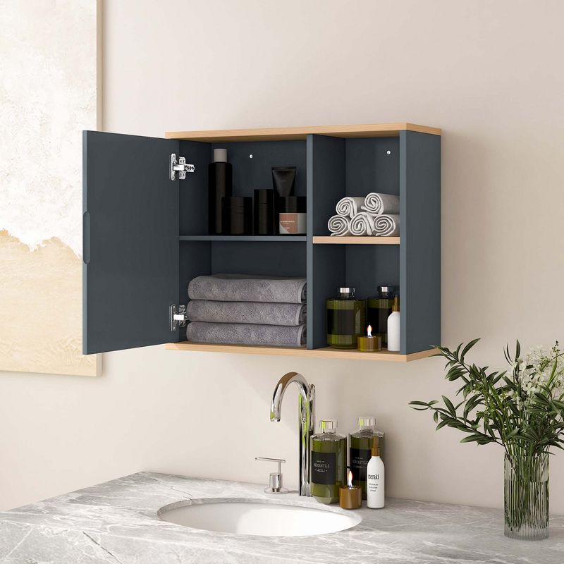 Costway Mirrored Medicine Cabinet Bathroom Wall Mounted with 3-Level Adjustable Shelf Grey, 2 of 10