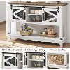 Farmhouse Entryway Table with Storage, White Console Table with Sliding Barn Doors, Wooden Sofa Table with Cabinet for Entryway & Living Room - 4 of 4