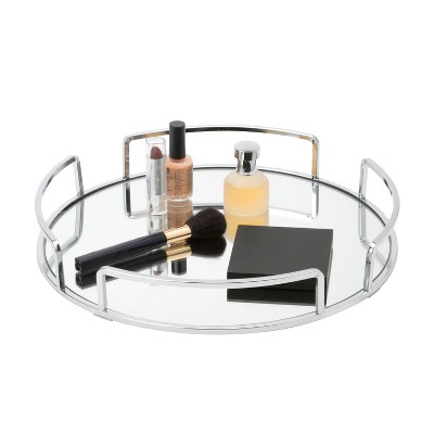 Elegant Chrome-Finished Round Glass Bathroom Tray