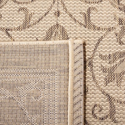 Round Natural Brown Synthetic Easy Care Area Rug