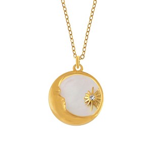 Anna-Kaci Stylish Adjustable Gold Toned Star Moon Sun Heart Zircon Pendant Necklace - 1 of 4