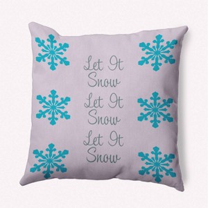 16"x16" 'Let It Snow' Square Throw Pillow Light Purple - e by design: Indoor Polyester Twill, Winter Theme - 1 of 4