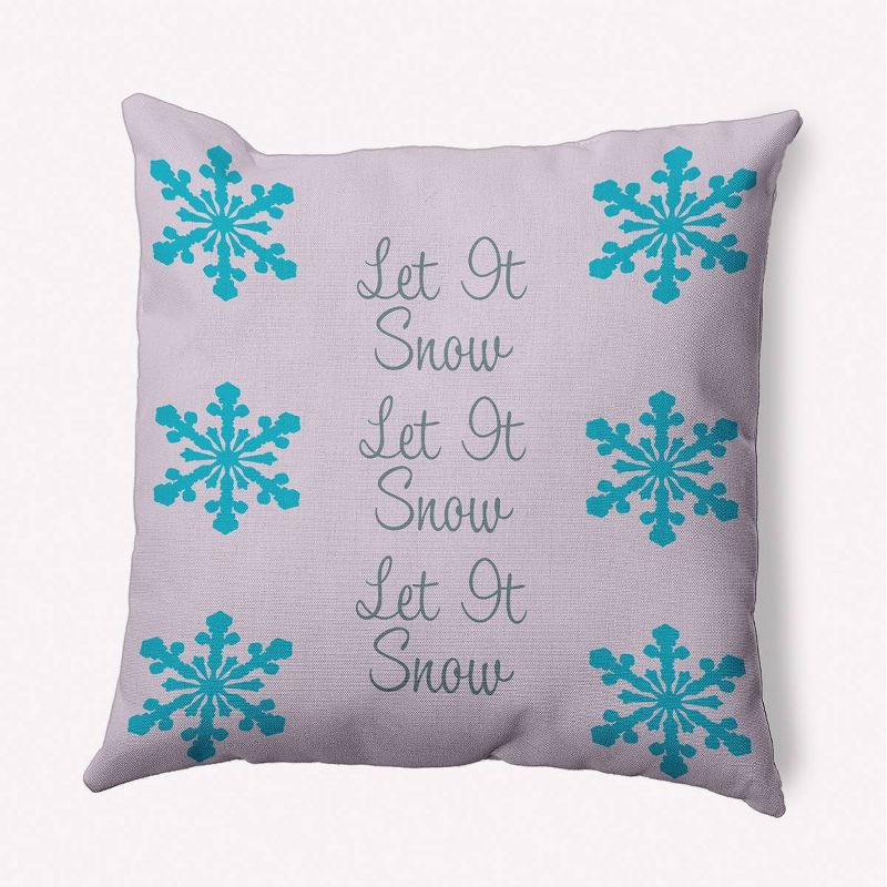 16&#34;x16&#34; &#39;Let It Snow&#39; Square Throw Pillow Light Purple - e by design, 1 of 6