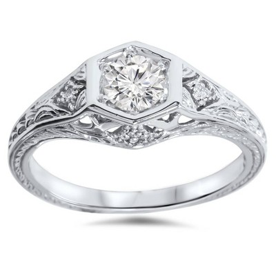 Pompeii3 3/8ct Art Deco Diamond Engagement Ring 14K White Gold