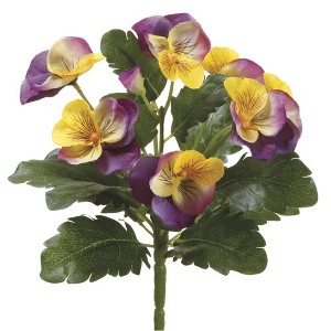 Allstate Floral Two-Tone Pansy Artificial Silk Floral Craft Pick - 8" - Lavender and Yellow - 1 of 4