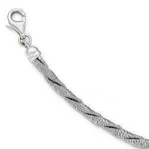 Black Bow Jewelry Sterling Silver 4mm Fancy Textured and Twisted Chain Bracelet, Adj - 1 of 4