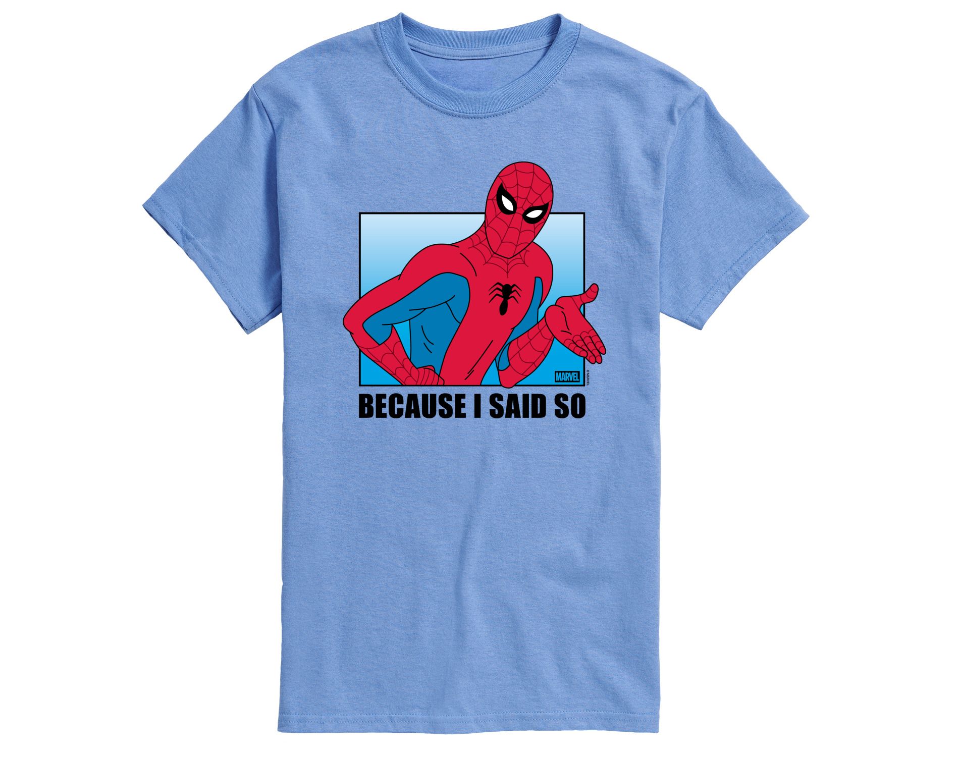 Men's Marvel Because I Said So Spiderman Short Sleeve Graphic T-Shirt - Carolina Blue - 3 X-Large