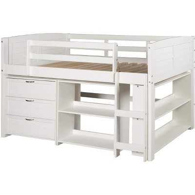 Donco Kids Louver Twin White Modular Low Loft Bed - Group B