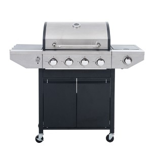 NicBex 4-Burner propane Gas BBQ Grill,46500BTU Output Outdoor Grill with SideBurner&Foldable Side Table,Enameled Cast Iron Cooking Grids,Black/Silver - 1 of 4
