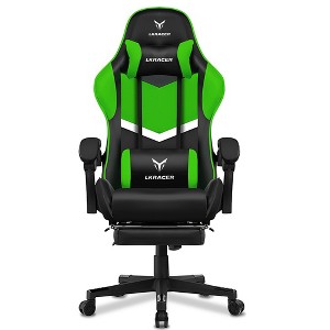 LUCKRACER Adjustable Reclining Ergonomic Faux Leather Swiveling PC & Racing Game Chair with Footrest - 1 of 4