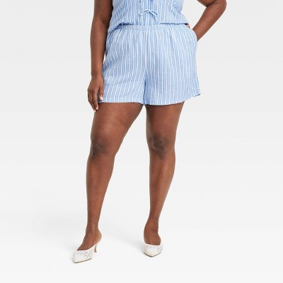Women's Mid-Rise Linen Pull-On Shorts - A New Day™