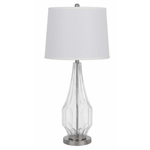 Cal Lighting 150W 3 Way Walham Glass Table lamp with hardback Fabric Shade (Sold in Pairs) - 1 of 2
