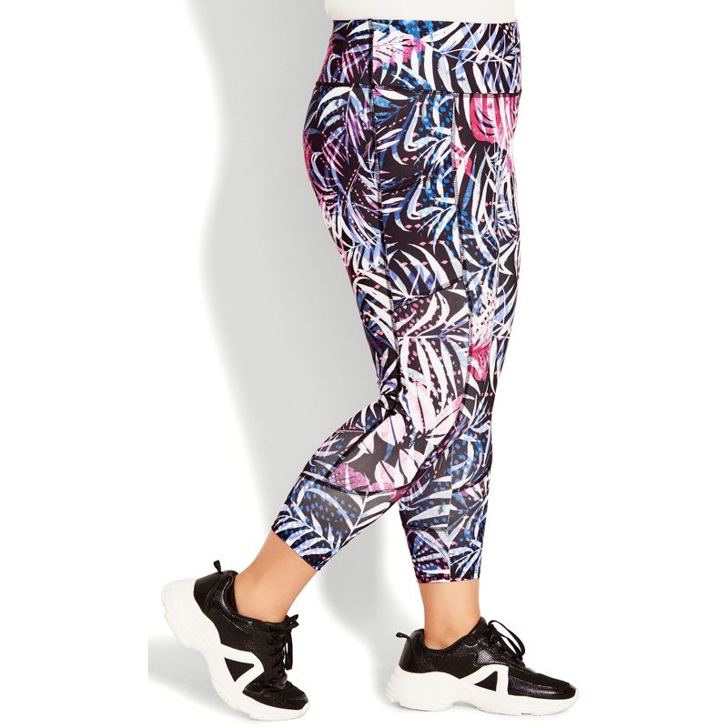 Women's Plus Size Side Pocket Capri Legging - leaf print | AVENUE, 5 of 8