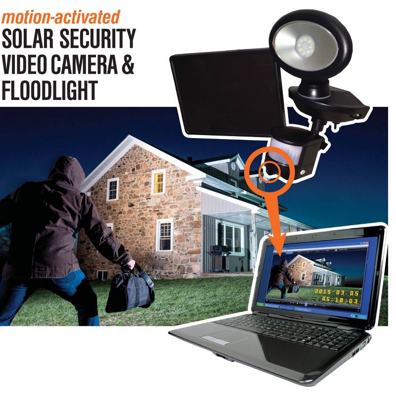 Maxsa Innovations Solar Powered Security Video Camera and Spotlight Black, 3 of 6