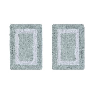 Hotel Bath Rug 100% Premium Cotton Tufted Weave Two Tone Reversible 2 Piece Bathroom Rug Set, Super Soft & Water Absorbent, Machine Washable Bathmat - 1 of 4