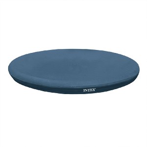 INTEX Pool Cover: For Round Easy Set Pools – Includes Rope Tie – Drain Holes – Overhang – Snug Fit - 1 of 4